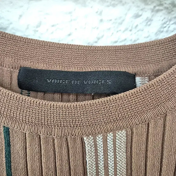 [BUNJANG] Vov Striped Knit Long Dress / 보브vov 골지 스트라이프 반팔 니트 롱 원피스