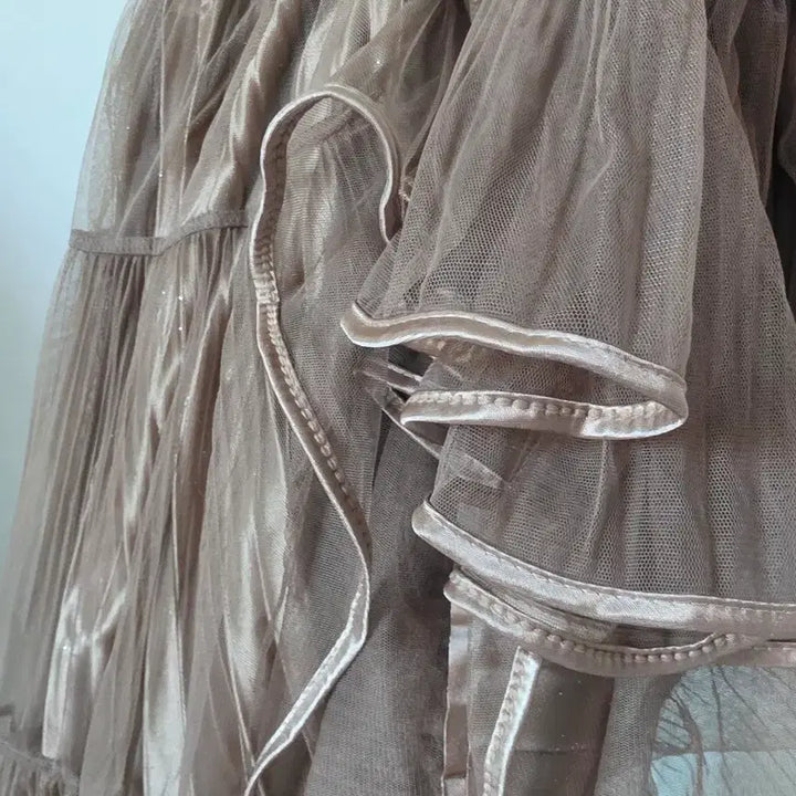 [BUNJANG] Chiffon Tiered Long Skirt Black/Beige / 쉬폰 캉캉 롱 스커트 블랙/베이지