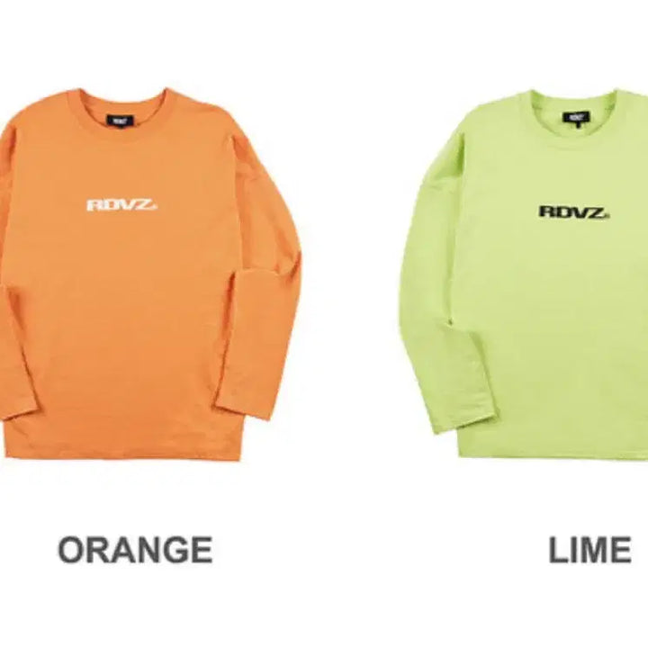 [BUNJANG] RDVZ Long Sleeve T-shirt - Orange/Lime / 새상품) RDVZ 긴팔 티셔츠 -오렌지,라임