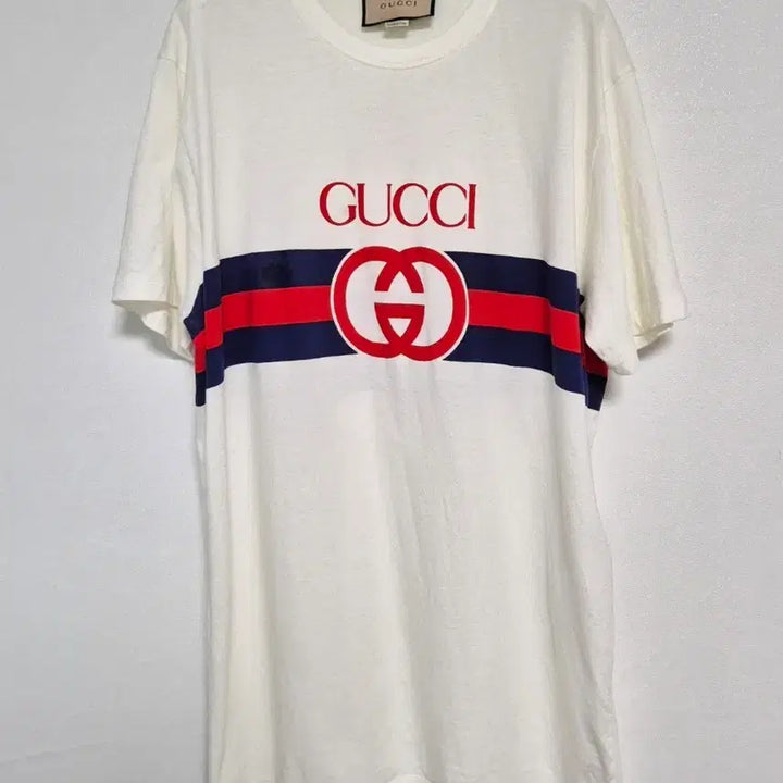 [BUNJANG] Gucci White Cotton Interlocking G Short Sleeve T-Shirt / (정품) 구찌 화이트 코튼 인터로킹 G 반팔 티셔츠 M
