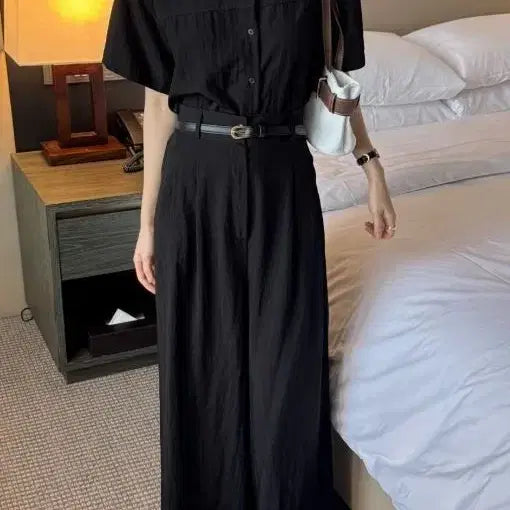 [BUNJANG] 5kplace Merci Black Set (Shirt + Pants) / 5kplace메르시 블랙 셋업 (셔츠+팬츠) / 팬츠 기장 수선함