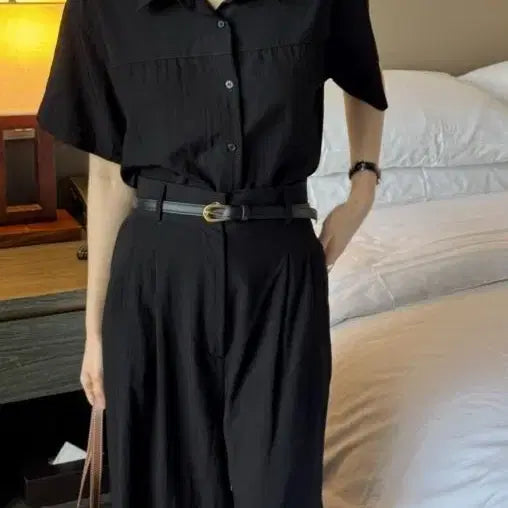 [BUNJANG] 5kplace Merci Black Set (Shirt + Pants) / 5kplace메르시 블랙 셋업 (셔츠+팬츠) / 팬츠 기장 수선함