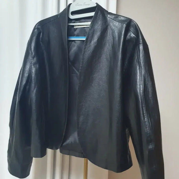 [BUNJANG] MAISON STAFF Leather Short Jacket / 블랙 레더 가죽 숏 자켓