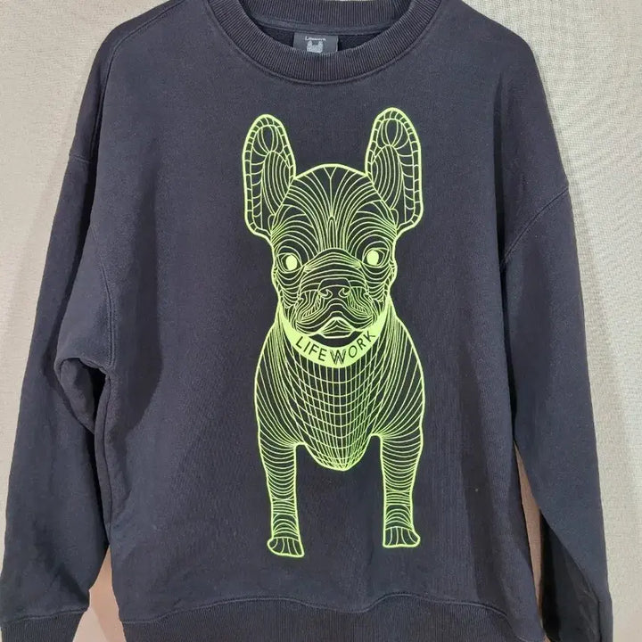 [BUNJANG] LifeWork Neon Bulldog Sweatshirt Black / 라이프워크 네온 불독 맨투맨 블랙
