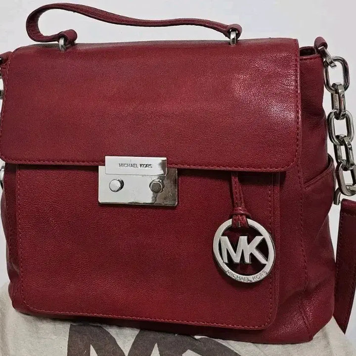[BUNJANG] Michael Kors Manhattan Burgundy Tote Bag / 마이클코어스 버건디 토트백 빈티지 체인백. 39*24*12. 맨하탄 메시