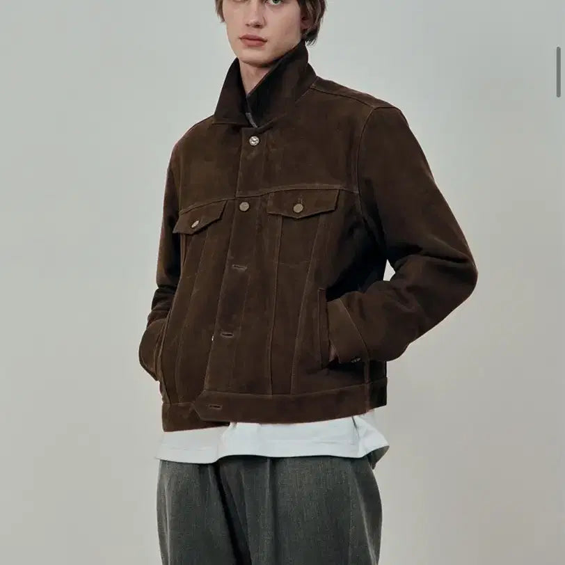 [SOLD OUT] STU 고트 스웨이드 트러커 자켓 L [에스티유]