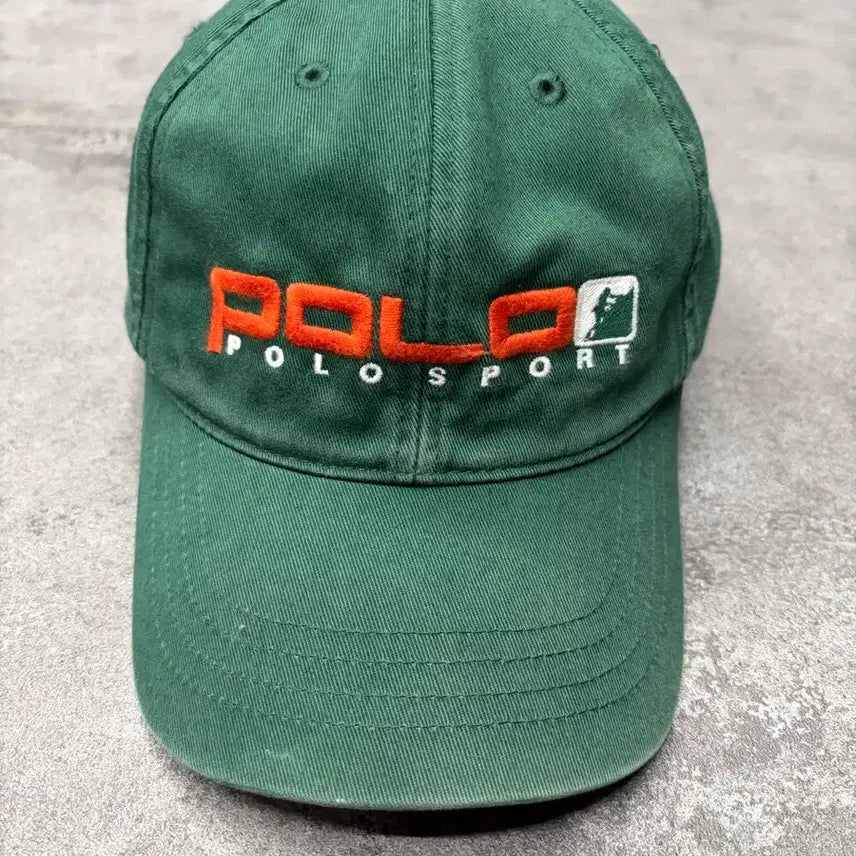 [BUNJANG] 90s Polo Sport Ralph Lauren Green Cotton Cap / 90s 폴로 스포츠 랄프로렌 볼캡 그린색 모자