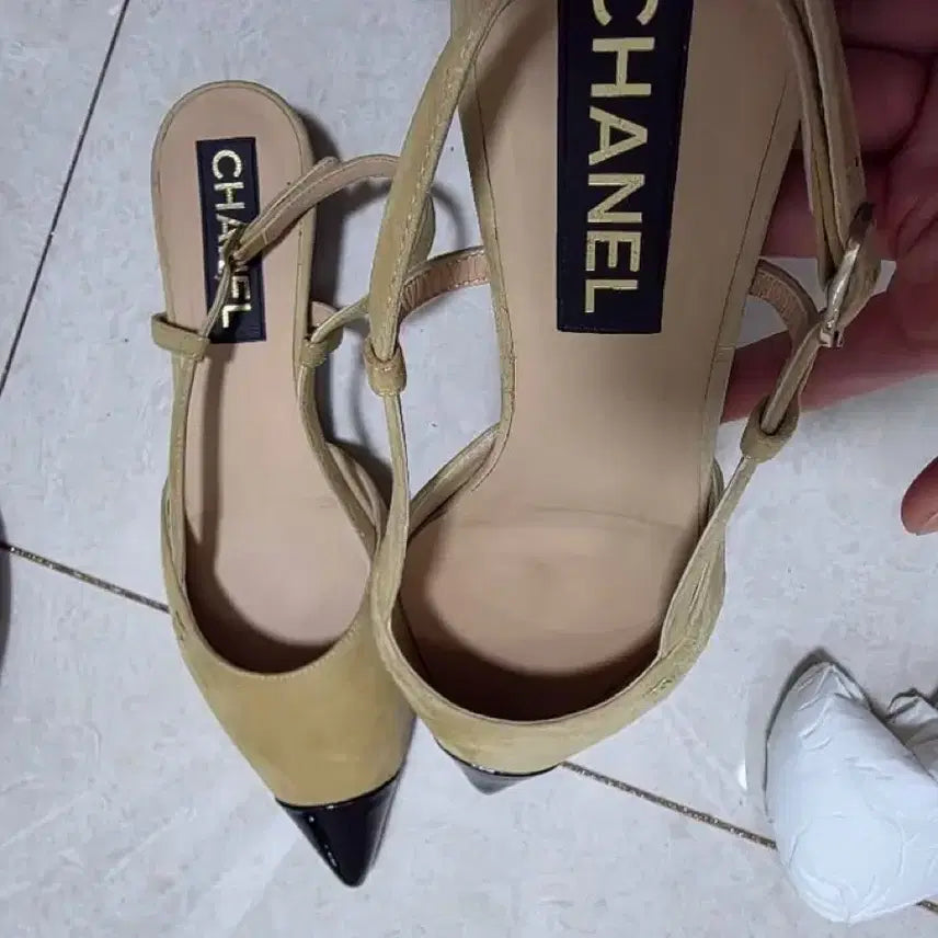 [BUNJANG] Chanel Kitten Heel Stiletto Slingback Shoes / 샤넬 키튼힐 스틸레토 슬링백