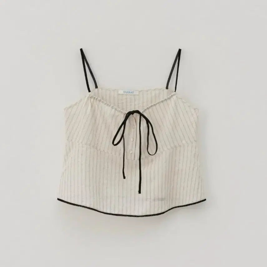 [BUNJANG] TANNAT Ribbon Sheer Sleeveless Top Beige / [택O 새상품] 타낫 리본 쉬어 슬리브리스 탑