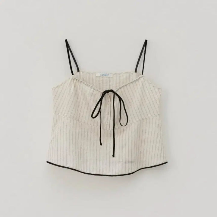 [BUNJANG] TANNAT Ribbon Sheer Sleeveless Top Beige / [택O 새상품] 타낫 리본 쉬어 슬리브리스 탑