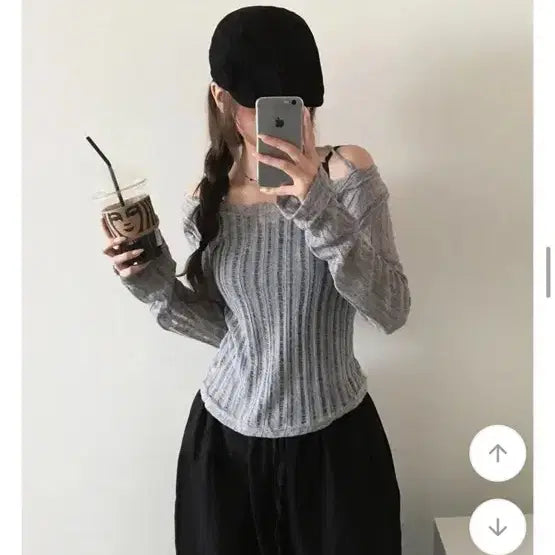 [BUNJANG] See-Through Layered Long Sleeve Knit Top / 시스루 레이어드 긴팔니트 교신 에이블리 판매