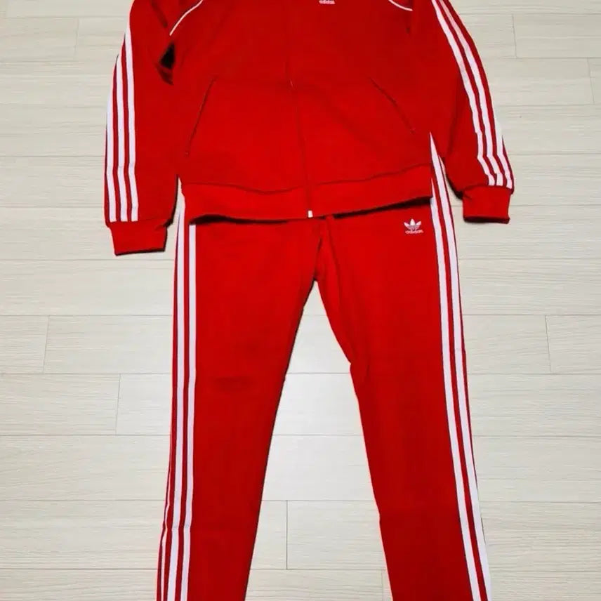 [BUNJANG] Adidas Red Training Suit Set / 아디다스 빨간색 트레이닝복 상하세트