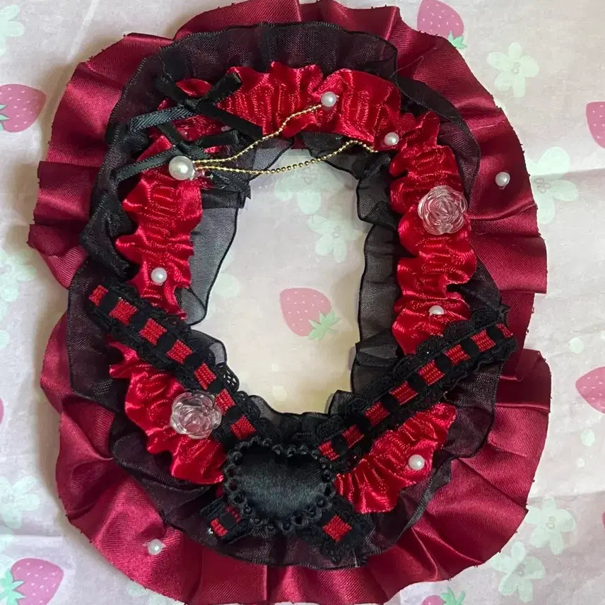[BUNJANG] Red Chain Lace Toploader / 레드체인 레이스 탑로더