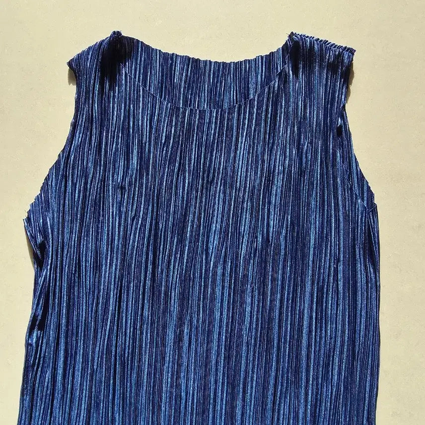 [BUNJANG] Pleats Please Blue Pleated Sleeveless Midi Dress / 플리츠 플리즈st 블루 플리츠 민소매 원피스