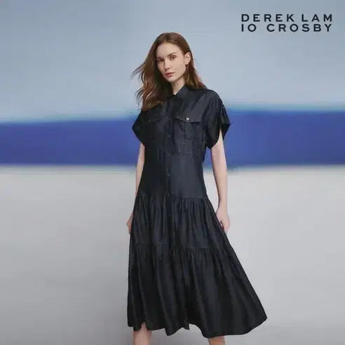 [BUNJANG] Derek Lam Denim Long Shirt Dress 55 Size / 데렉 램 데님 반팔 셔츠형 롱원피스 55사이즈