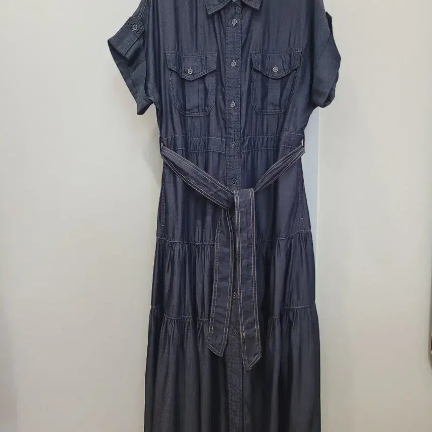 [BUNJANG] Derek Lam Denim Long Shirt Dress 55 Size / 데렉 램 데님 반팔 셔츠형 롱원피스 55사이즈