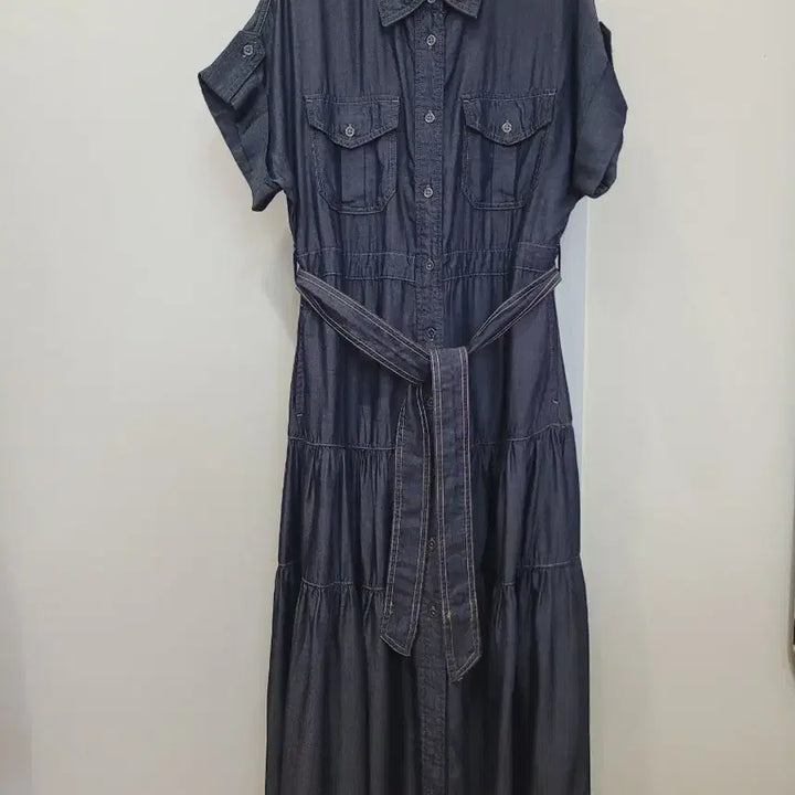 [BUNJANG] Derek Lam Denim Long Shirt Dress 55 Size / 데렉 램 데님 반팔 셔츠형 롱원피스 55사이즈