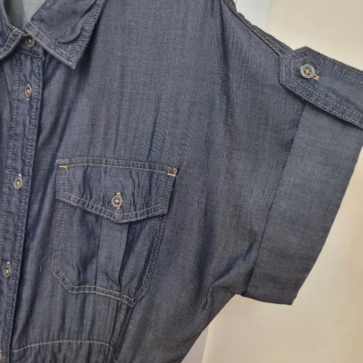 [BUNJANG] Derek Lam Denim Long Shirt Dress 55 Size / 데렉 램 데님 반팔 셔츠형 롱원피스 55사이즈