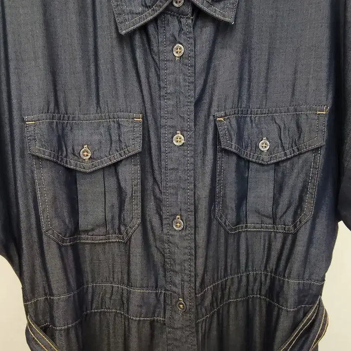 [BUNJANG] Derek Lam Denim Long Shirt Dress 55 Size / 데렉 램 데님 반팔 셔츠형 롱원피스 55사이즈