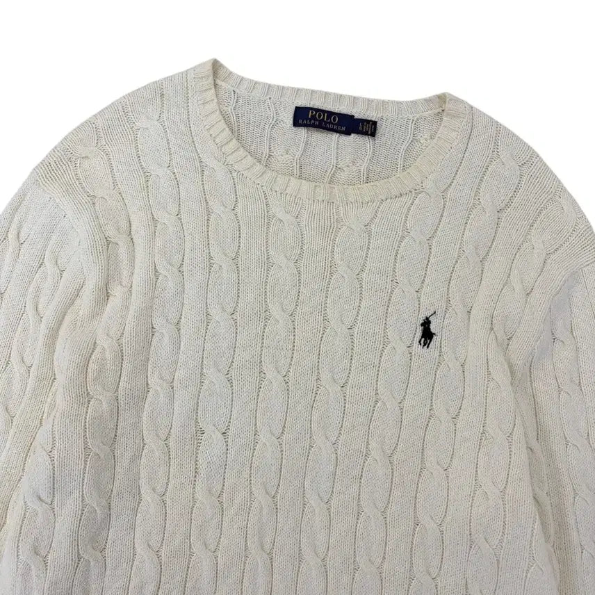 [BUNJANG] Polo Cable Knit Sweater Ivory L / 폴로 꽈배기니트 아이보리