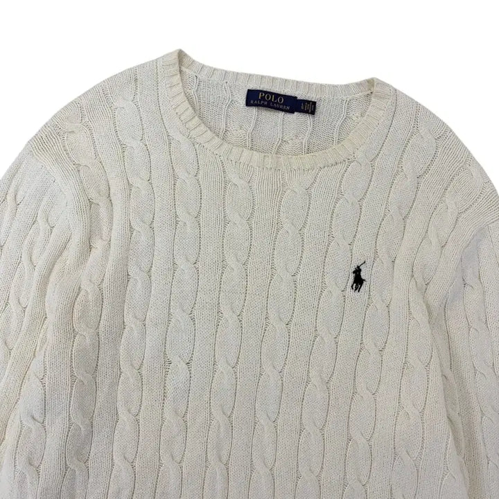 [BUNJANG] Polo Cable Knit Sweater Ivory L / 폴로 꽈배기니트 아이보리