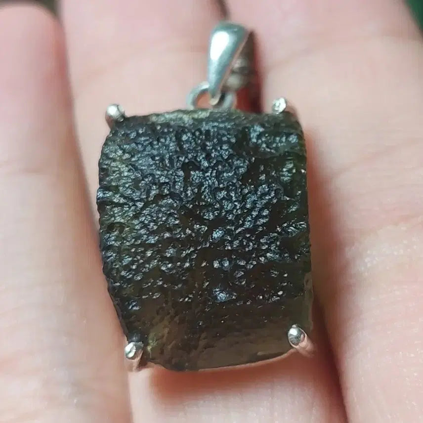 [BUNJANG] 5.97g Natural Moldavite Silver Pendant / 5.97g 천연 몰다바이트 실버 펜던트