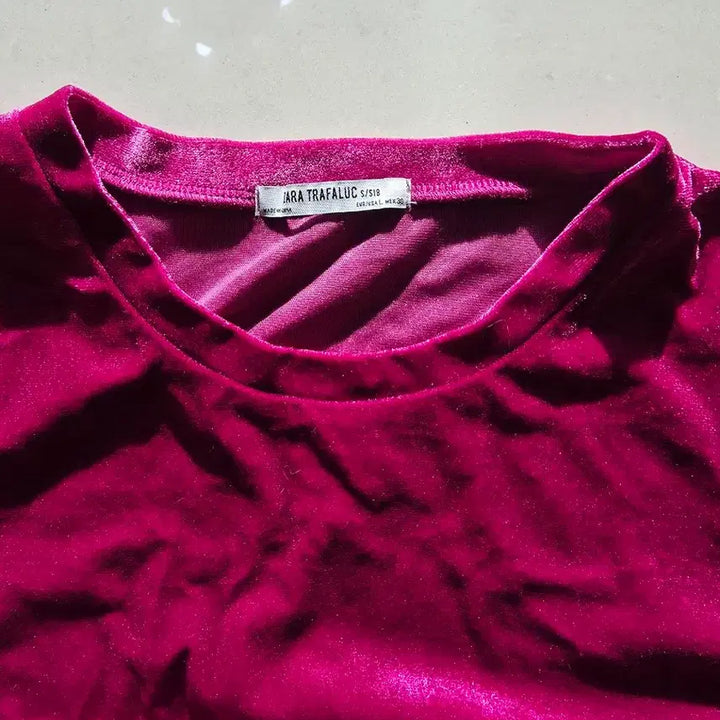 [BUNJANG] ZARA Velvet Shirred Dress / 자라 벨벳 셔링 원피스 핑크