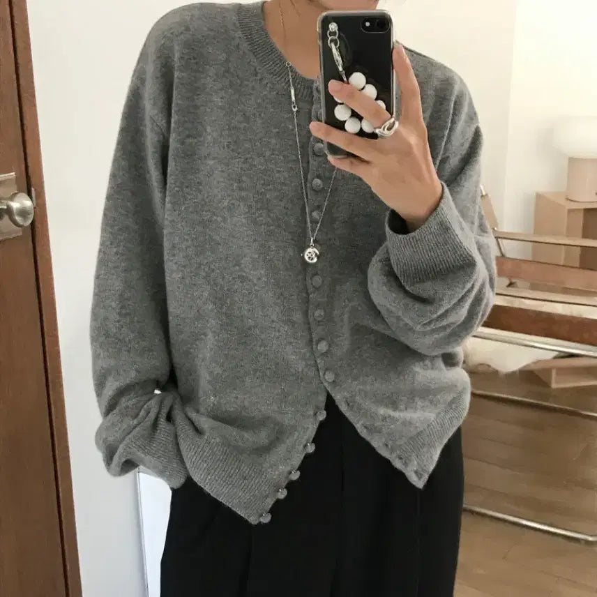 [BUNJANG] Outfit Bean Cardigan (Gray) / [아웃핏] 콩 가디건 (그레이)