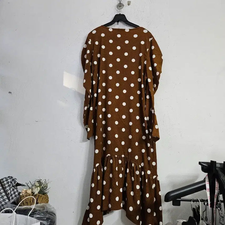 [SOLD OUT] 땡땡이브라운 도트 롱 원피스