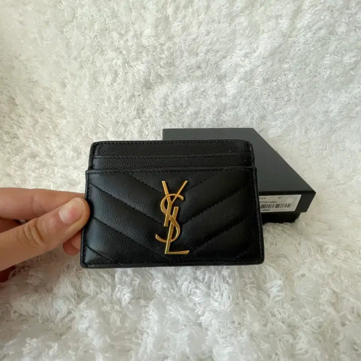 [BUNJANG] Saint Laurent Black Quilted Card Wallet / 생로랑 블랙 카드지갑