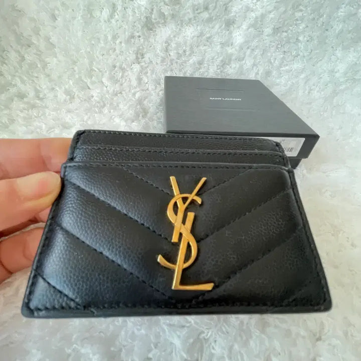 [BUNJANG] Saint Laurent Black Quilted Card Wallet / 생로랑 블랙 카드지갑