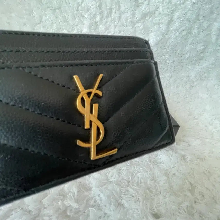 [BUNJANG] Saint Laurent Black Quilted Card Wallet / 생로랑 블랙 카드지갑