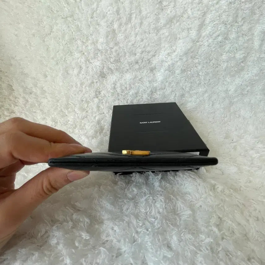 [BUNJANG] Saint Laurent Black Quilted Card Wallet / 생로랑 블랙 카드지갑