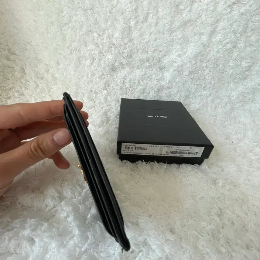 [BUNJANG] Saint Laurent Black Quilted Card Wallet / 생로랑 블랙 카드지갑