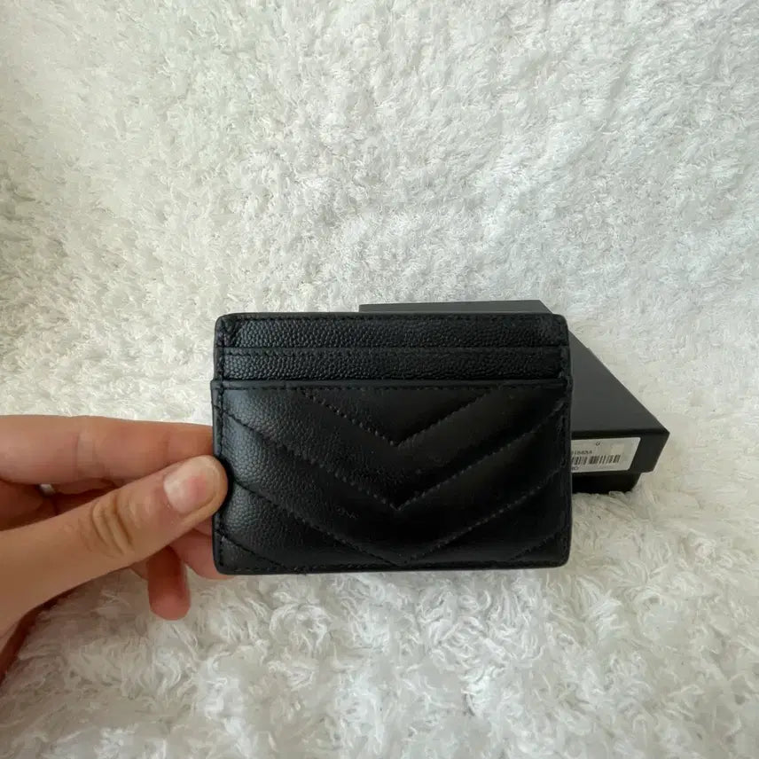 [BUNJANG] Saint Laurent Black Quilted Card Wallet / 생로랑 블랙 카드지갑