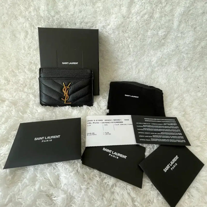 [BUNJANG] Saint Laurent Black Quilted Card Wallet / 생로랑 블랙 카드지갑