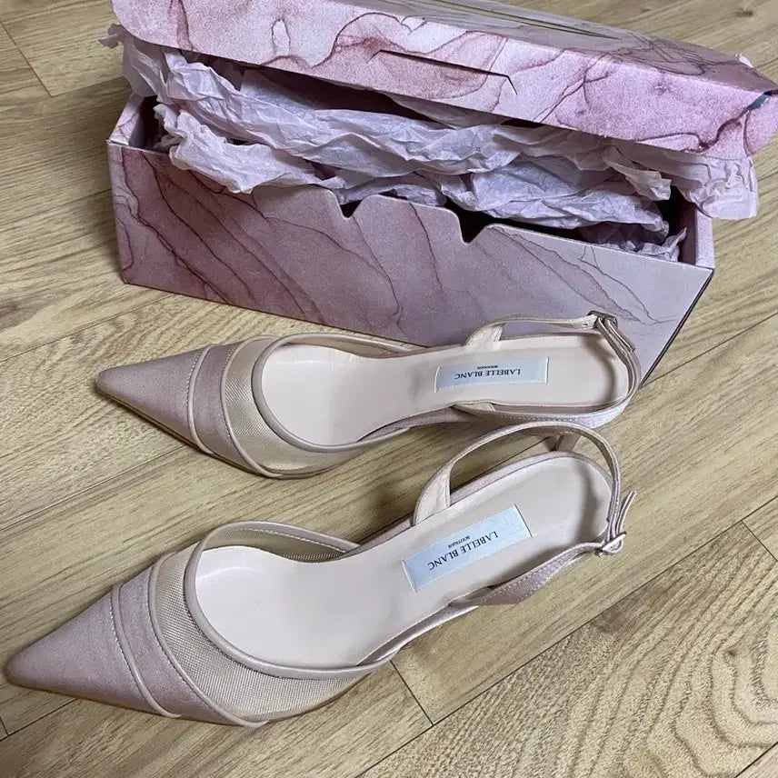 [SOLD OUT] 라벨르블랑 지젤 슬링백 메쉬 인디핑크 7cm 245size