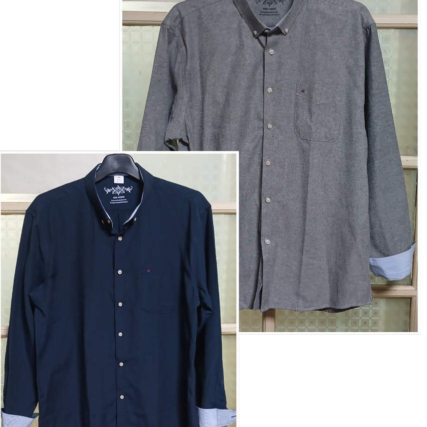 [BUNJANG] MAN Oxford Long Sleeve Shirt (Navy &amp; Gray) - 110 Size / MAN 패션 옥스포드 긴팔셔츠 110 사이즈 특가