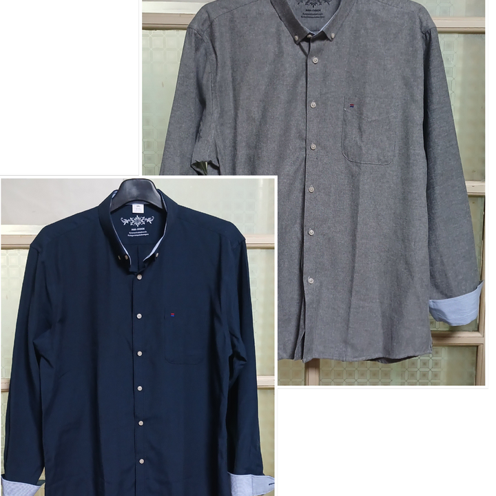[BUNJANG] MAN Oxford Long Sleeve Shirt (Navy &amp; Gray) - 110 Size / MAN 패션 옥스포드 긴팔셔츠 110 사이즈 특가