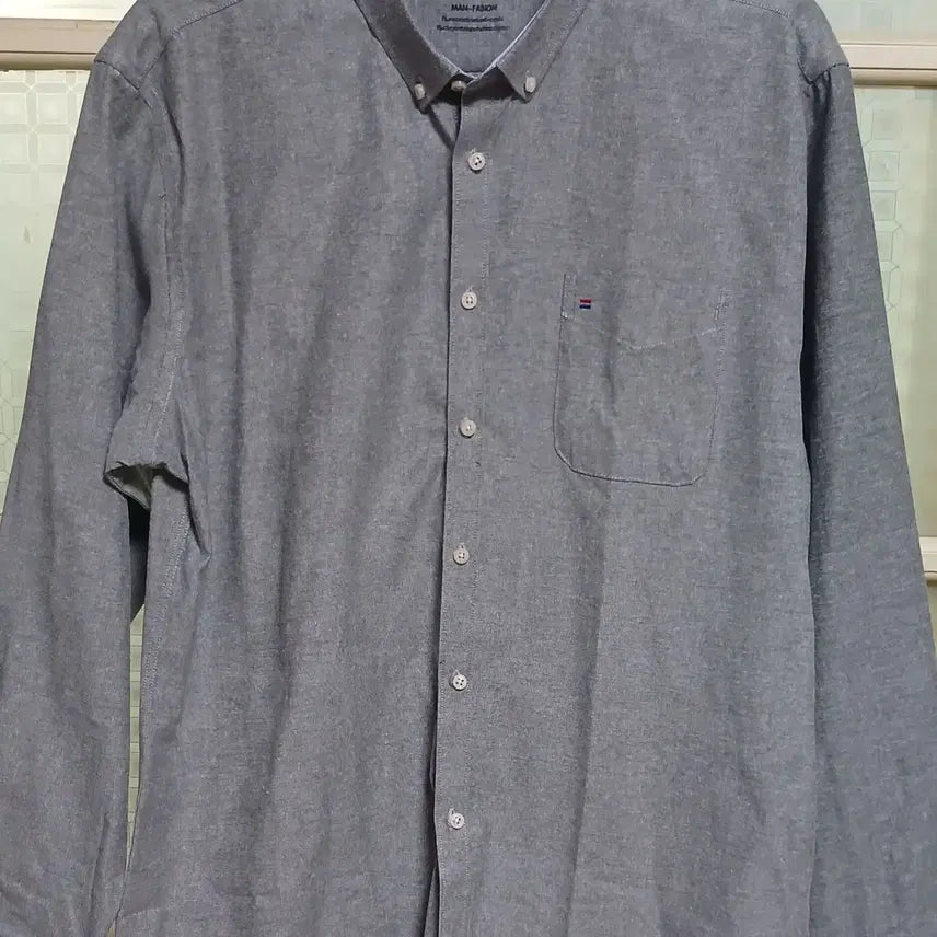 [BUNJANG] MAN Oxford Long Sleeve Shirt (Navy &amp; Gray) - 110 Size / MAN 패션 옥스포드 긴팔셔츠 110 사이즈 특가