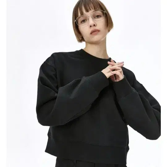 [BUNJANG] Construction Shoulder Rib Crop Sweatshirt / (새상품)컨스트럭션 숄더립 크롭 맨투맨 S
