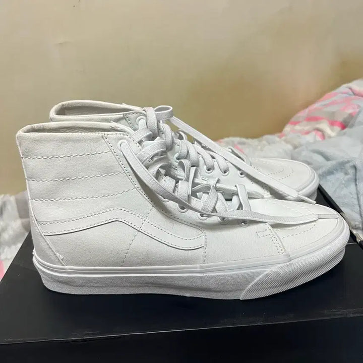 [BUNJANG] Vans Sk8-Hi Canvas All White Sneakers / 반스 스케이트 하이 캔버스 올 화이트  275 새상품