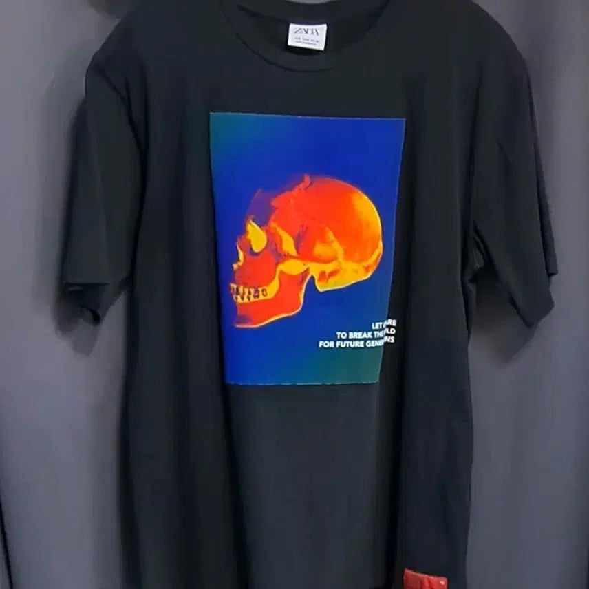 [BUNJANG] Zara Skull Printing T-Shirt Black / 자라 해골 프린팅 반팔 티셔츠 블랙