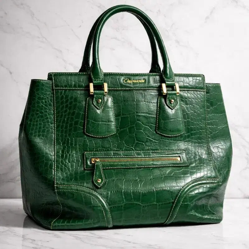[BUNJANG] Capacci Crocodile Pattern Leather Tote Bag / 악어가죽 서류가방 토트백
