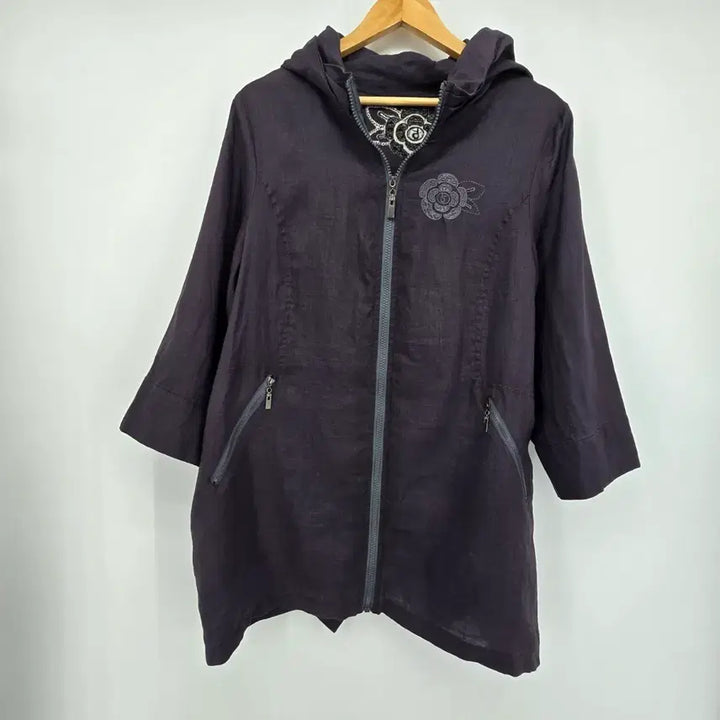 [BUNJANG] F20606 Linen Blend Embroidered Jacket / 자켓형 후드 반팔 마 점퍼 [F20606]