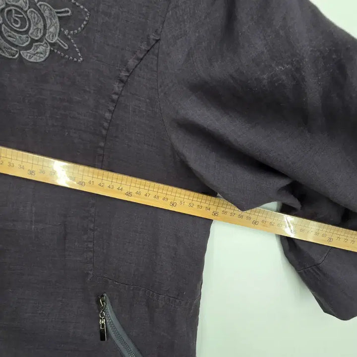 [BUNJANG] F20606 Linen Blend Embroidered Jacket / 자켓형 후드 반팔 마 점퍼 [F20606]