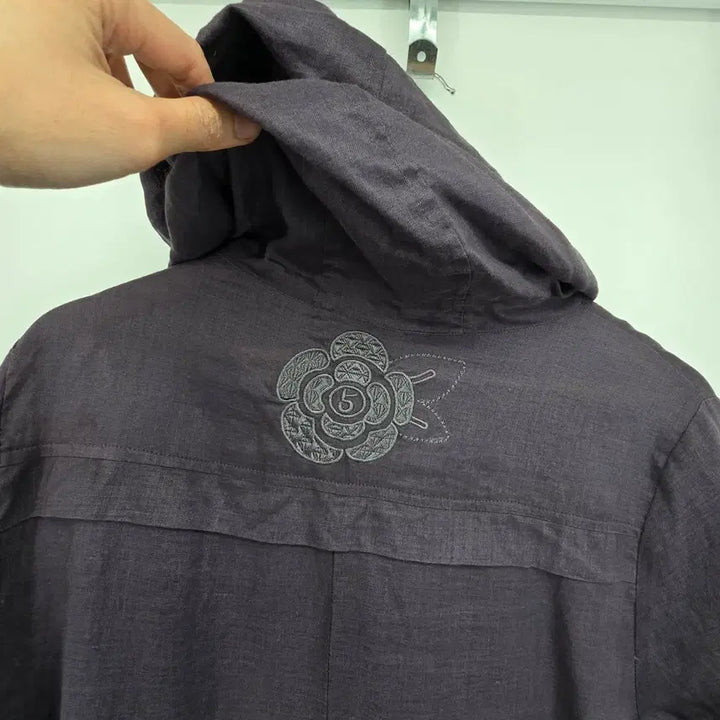 [BUNJANG] F20606 Linen Blend Embroidered Jacket / 자켓형 후드 반팔 마 점퍼 [F20606]