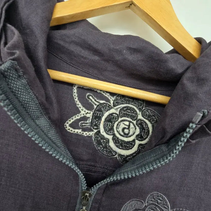 [BUNJANG] F20606 Linen Blend Embroidered Jacket / 자켓형 후드 반팔 마 점퍼 [F20606]
