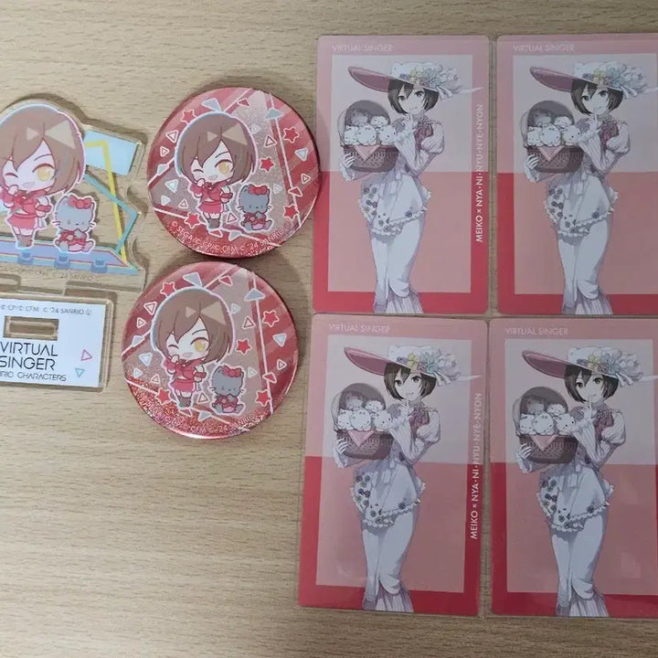 [BUNJANG] Project Sekai MEIKO Sanrio Acrylic Stand &amp; Badge Bundle Set / 프로젝트 세카이 MEIKO 산리오 콜라보 아크릴 스탠드&amp;뱃지&amp;지류 일괄.