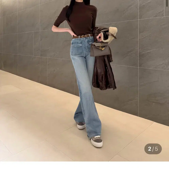 [BUNJANG] Rossom J. Bootcut Denim Jeans Belt Set / 로썸제이 수입의류 부츠컷 데님 벨트 세트